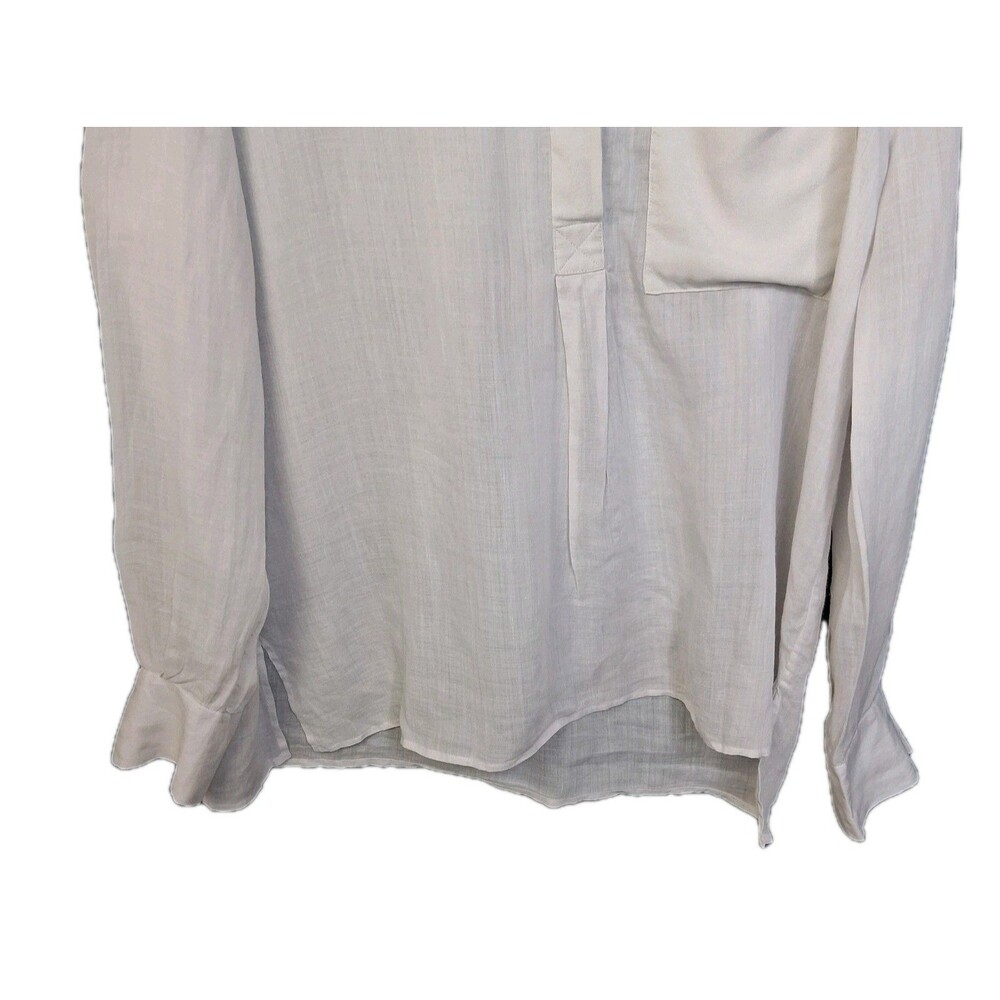 Sheer Light Gray Ramie Blouse Silk Cuffs Joseph Minimalist Top Sz 42 (US 10-12) - Picture 6 of 15
